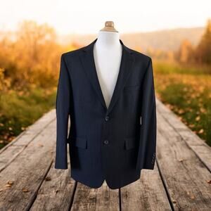 Pronto Uomo Platinum Men's Pinstriped Wool Blazer Black Size 44R